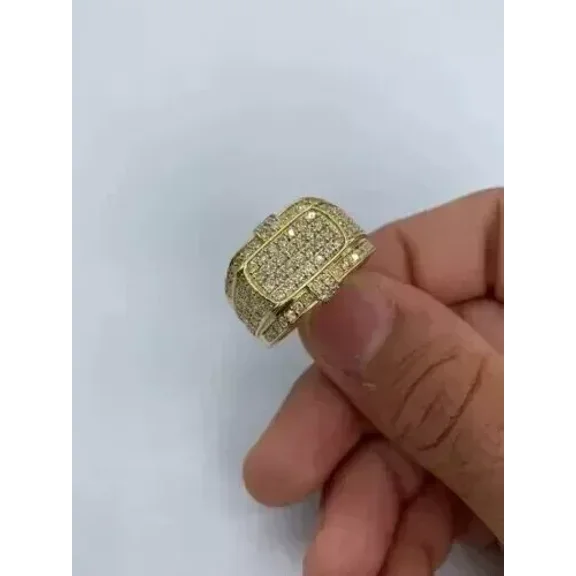 2.58 CT Round Cut White Lab Created Men's Engagement Ring 14K Yellow Gold Plated