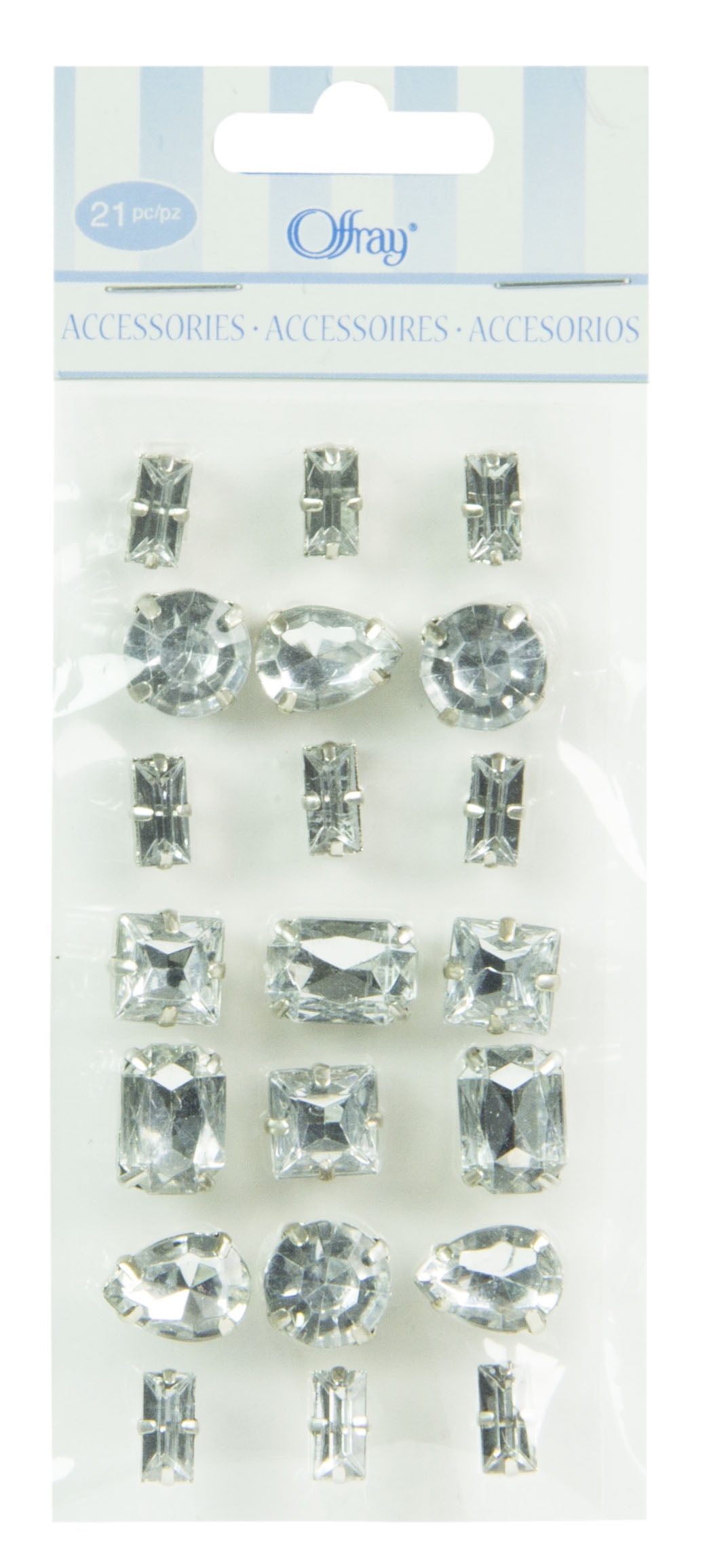 Offray Clear Gem Accessories, 21 Count