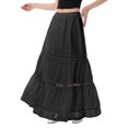 thumbnail image 1 of Women's Flowy Flared Ruffle Boho Maxi Skirt - Polyester High Waist Summer Beach Skirt, S-XL, 1 of 3