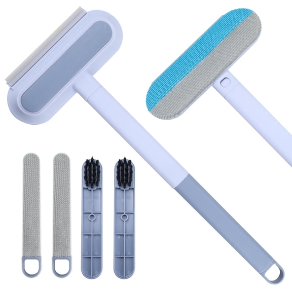 2 Pieces 16.9" 4 in 1 Pet Hair Removal Tool, Cat & Dog Hair Remover with Long Handle, Multifunctional Pet Fur Lint Brush for Furniture Clothes Couch Carpet Bedding Laundry Window