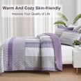 thumbnail image 2 of 3 Pieces Purple Bohemian Stripe Quilt King Size Patchwork Bedspread Coverlet Set (104"x90"), 2 of 4