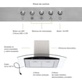 thumbnail image 4 of Campana Pared 76cm de Cocina Extractora y Purificadora AVERA  CEV60C Acero Inox y Vidrio Temp Carbón Activado, 4 of 10
