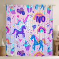 thumbnail image 1 of Rideaux Occultants Licorne Arc-en-Ciel Mignons Cheval Rêveur pour Salon 2 Panneaux 52"L X 63"H, 1 of 5