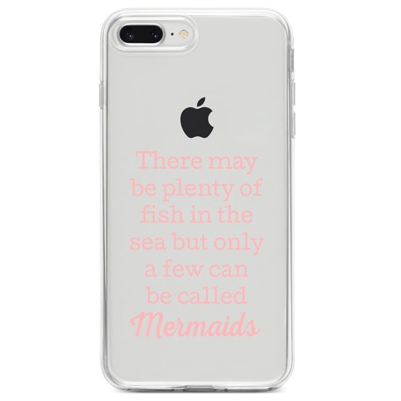 DistinctInk Clear Shockproof Hybrid Case for iPhone 7 PLUS / 8 PLUS (5.5" Screen) TPU Bumper Acrylic Back Tempered Glass Screen Protector - Plenty of Fish in the Sea But Only a Few Mermaids