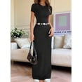 thumbnail image 5 of Women'S Solid Color Elegant Slim Fit Short Sleeve Dress Maxi Gown Casual Summer Chic Wear, 5 of 9