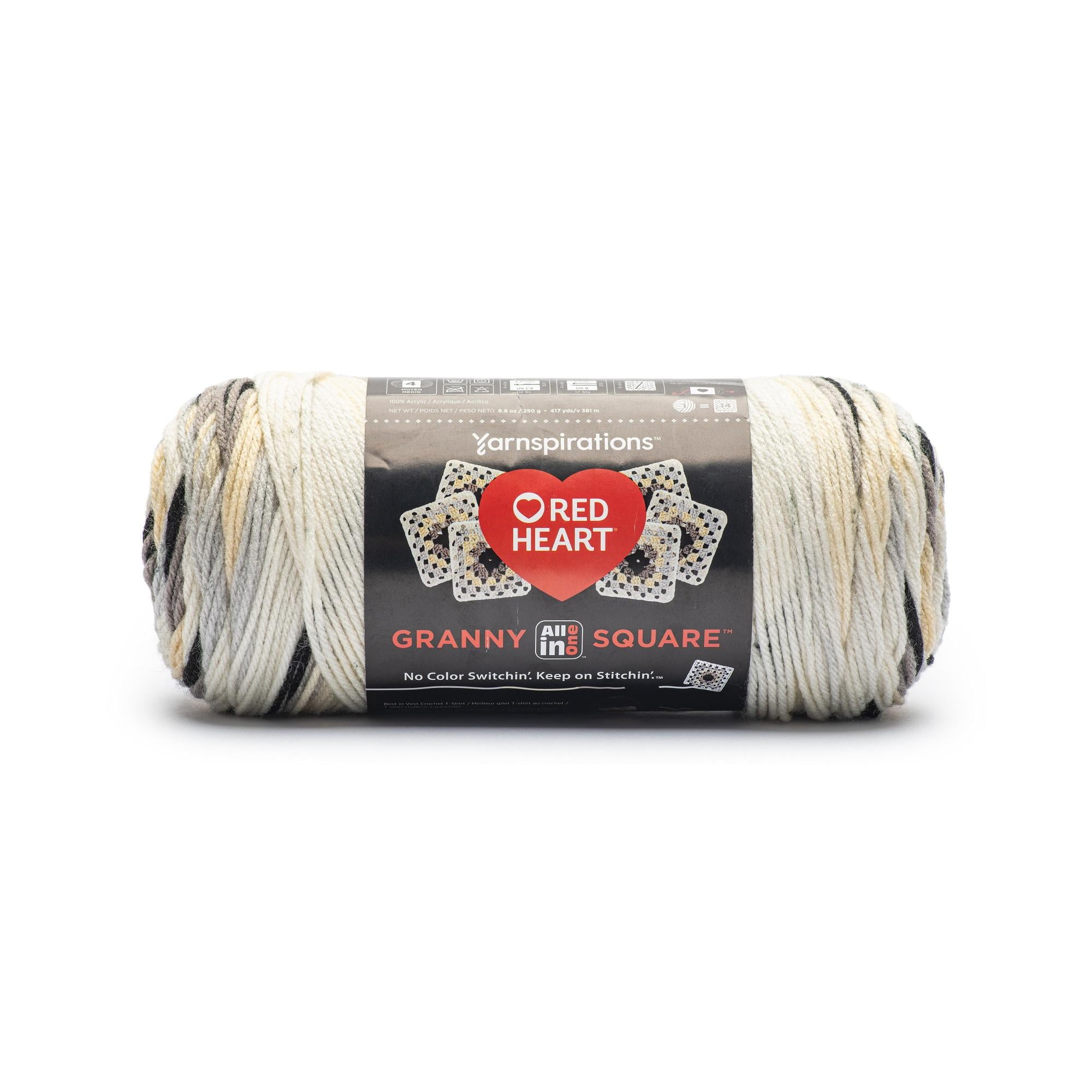 (2 pack) Red Heart Granny Square Yarn, Soft White - Shadow, #4 Medium, Acrylic, 8.8oz/250g, 417 Yards