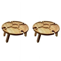 Folding Portable Wood Picnic Table, Wood Color (2 Count)