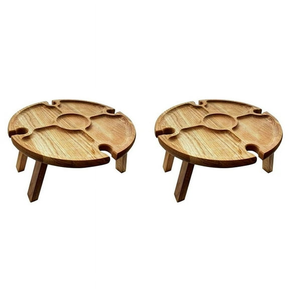 Folding Portable Wood Picnic Table, Wood Color (2 Count)