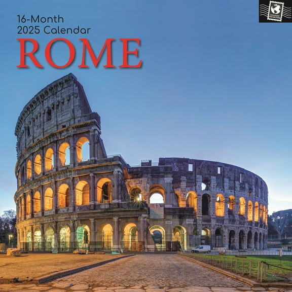 The Gifted Stationary 2025 Square Wall Calendar, Rome, 16-Month Passport Collection Theme Hanging Calendar with 180 Reminder Stickers, Month Planner for Home or Creative Spaces, 12x12 In
