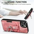 thumbnail image 5 of SaniMore Compatible with iPhone 13 Case, Wallet Stand Elastic Credit Card Slot Magnetic Car Mount Ring Holder Premium PU Leather Protection Cover for iPhone 13 6.1-inch, Pink, 5 of 9