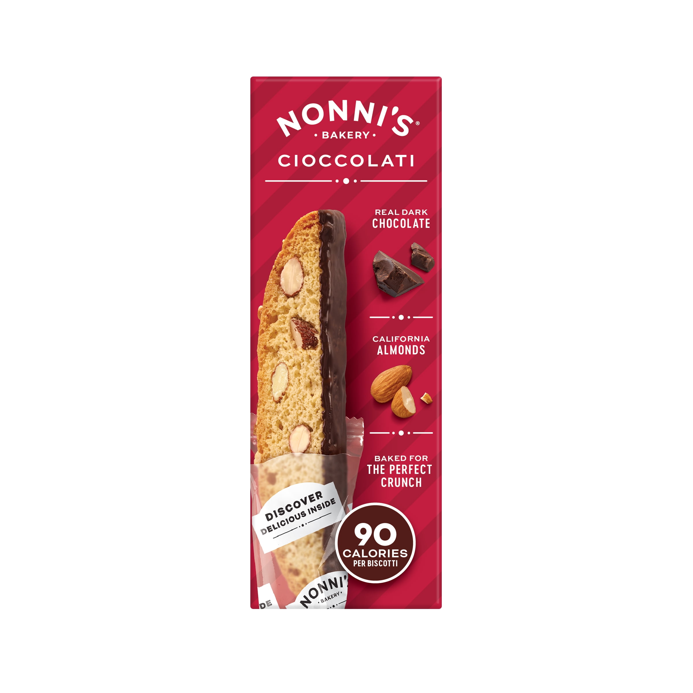 (6 pack) Nonni's Bakery, Cioccolati Almond Biscotti, Individually Wrapped, 6.88 oz, 8 Count