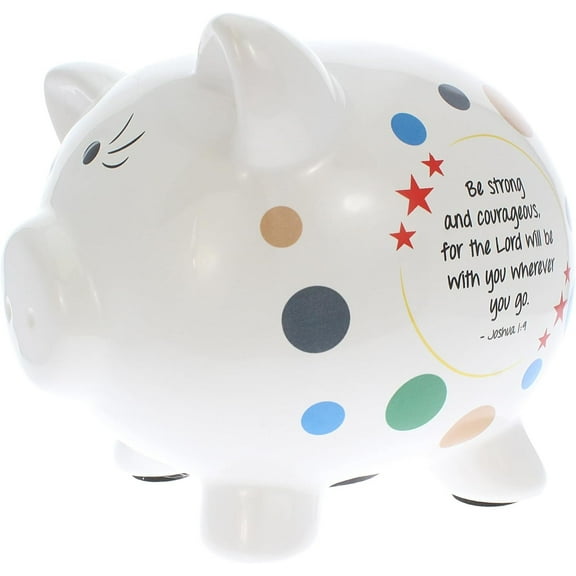Piggy Bank Christian Inspirational Ceramic White Gender Neutral