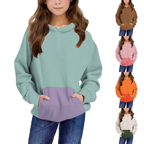 Swuxness Toddler Long Sleeve Sweatshirts, Toddler Fall Tops, Kids Solid Color Hooded Pullover Comfortable Sweatshirt with Pocket for Boys and Girls Brown, 4-5 Years