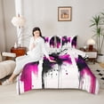 thumbnail image 5 of Manfei Splatter Watercolor 2pcs Bedding Comforter Set,Black Pink Twin Comforter Sets,Abstract Artwork Bedding Set,Super Cozy Teenager Bedroom Decor,Reversible, 5 of 8