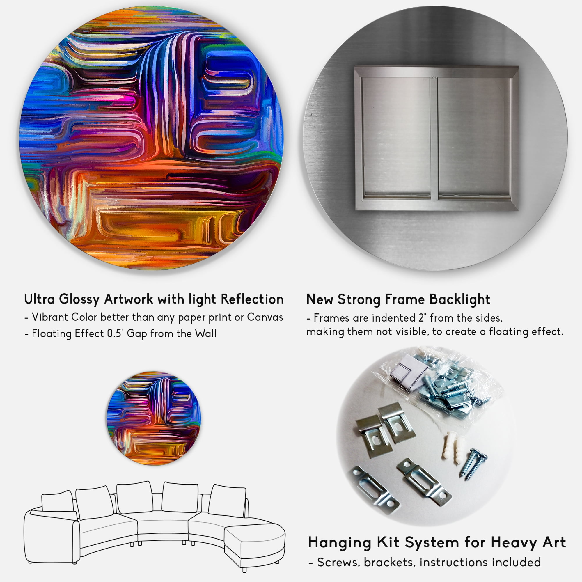Designart 'Colour Spiral Fusion V' Modern Circle Metal Wall Art 23x23 - Disc of 23
