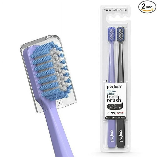Perfora Dream White Toothbrush For Kids & Adults | With Smart Indicator Bristle | Super Soft Bristles For Sensitive Teeth | Combo Pack Of 2