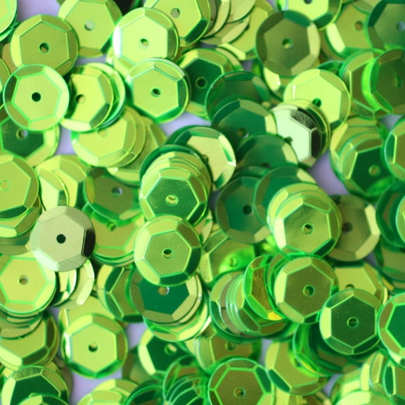 Lime Green Cup Sequins 8mm Shiny Metallic Made in USA