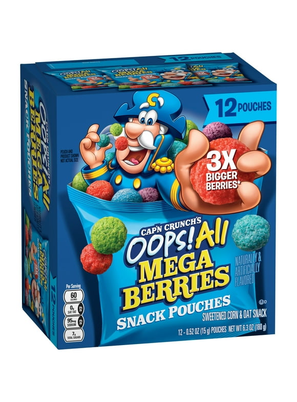 Cap'n Crunch's Oops! All Mega Berries Pouches, 0.52 oz, 12 Ct