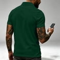 thumbnail image 6 of Hearthz Men Polo Shirts 3 Button Placket Lapel Collar Short Sleeve Shirt for Men Business Casual Golf Polos for Men Work Shirt Dark Green M, 6 of 7