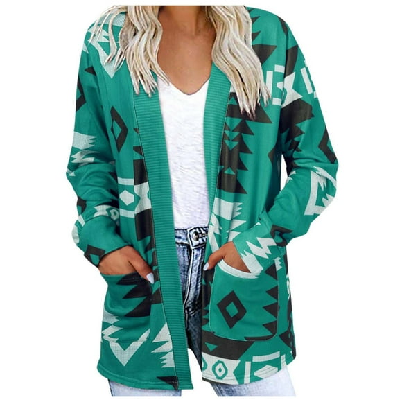 OJinShaWanO Green Cardigan Womens Fashion Open Front Long Sleeve Cardigans Sweaters Coats with Pockets