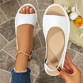 thumbnail image 4 of Samdudou Wedge Sandals for Women Open Toe Peep Slip On Flatform Slingback Elastic Ankle Strap Elevated Thick Sole Casual Summer Walking Vacation Outdoor Trendy Footwear, 4 of 9