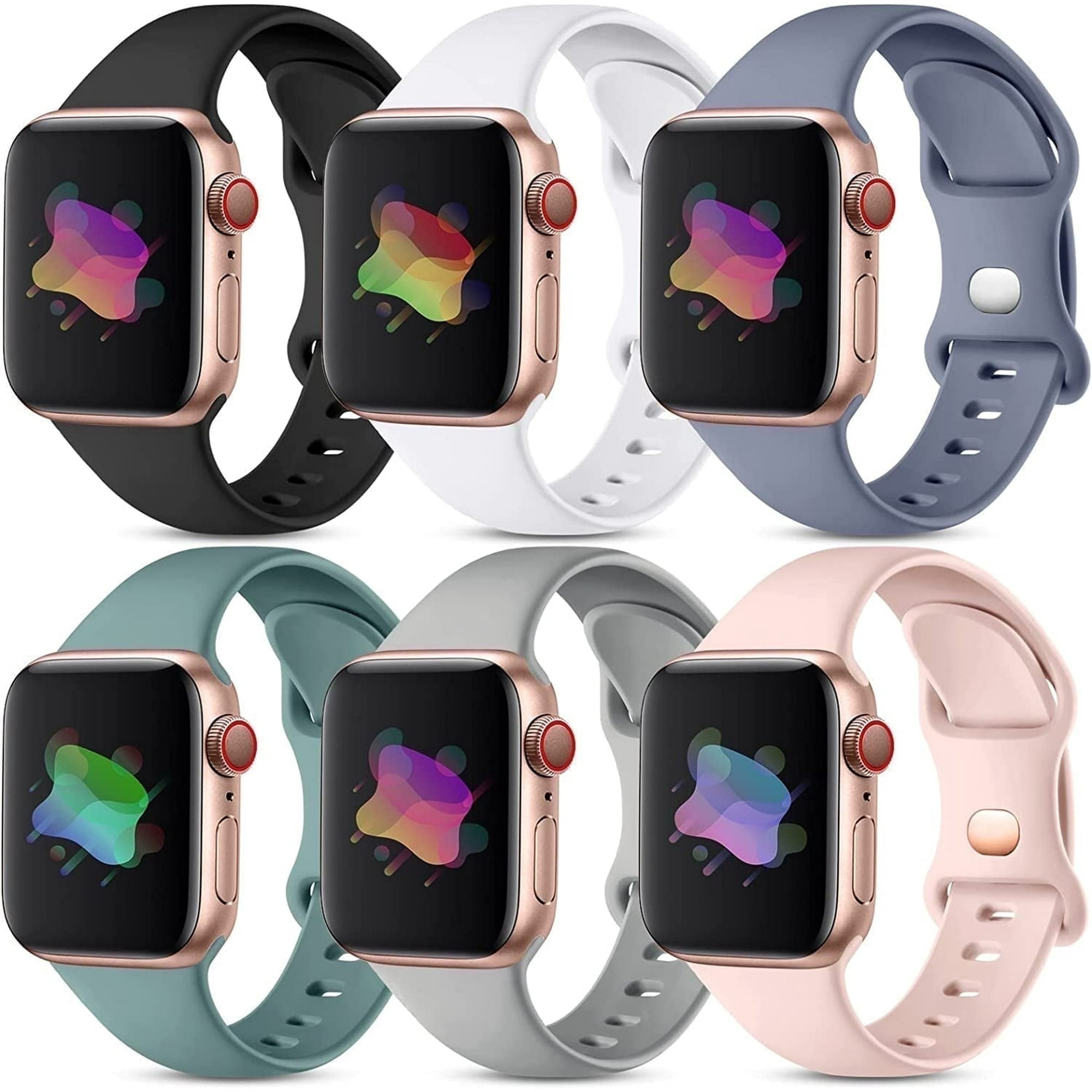 GEAK 6 Pack Compatible with Apple Watch Bands 40mm 44mm 41mm 45mm 46mm 49mm 38mm 42mm for Women Men Silicone Sport Bands Straps for iWatch Ultra 3 2 SE 3 2nd Generation Series 11 10 9 8 7 6 5 4 3 2 1