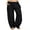 Black, variant on Women's Linen Plus Size High Waisted Loose Fit Pants Drawstring Closure Gothic Trousers for Women