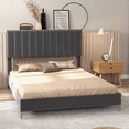thumbnail image 2 of PIONEERWORKS Queen Size Velvet Upholstered Bed with Adjustable Headboard and Wooden Slats Support, No Box Spring Needed, Easy Assembly, 2 of 9