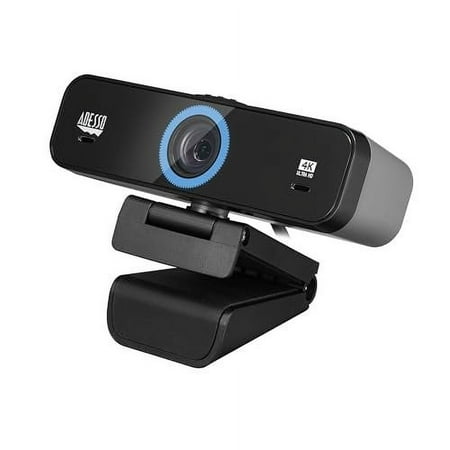 Adesso CyberTrack K4 4K Ultra HD Fixed Focus USB Webcam with Adjustable Field of View Angle, Built-in Dual Microphones, Privacy Audio/Video Switch & Tripod Mount