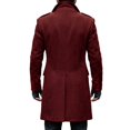 thumbnail image 5 of Trench Coat Men Vintage Double Breasted Winter Wool Blend Lapel Medium Long Jackets Business Long Regular Fit Warm Outfits, 5 of 5