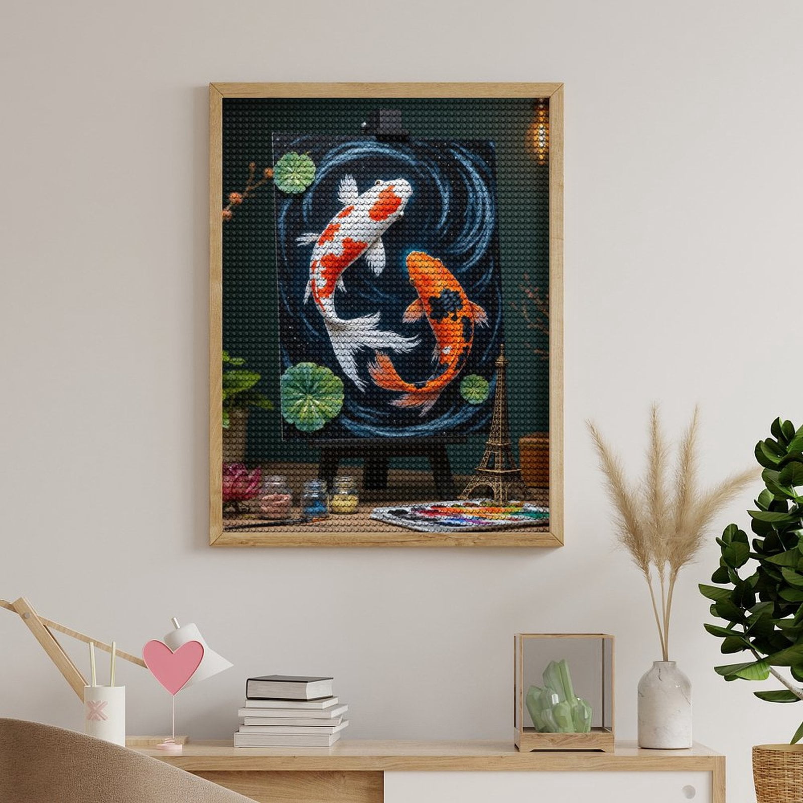 Diamond Art Kits for Adults, Koi Painting Art Canvas Scene 5D Diamond Painting Kits for Adults Beginners, DIY Full Drill Diamond Painting, Gem Art and Crafts 12x16