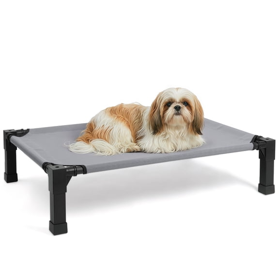 Niubya Cooling Elevated Dog Bed, Portable Raised Dog Cot with Washable Mesh, Small (35"L x 25"W x 7.4"H), Grey