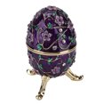 thumbnail image 2 of Joyero Esmalte Púrpura Zhivalor Flor Tallada Diamante Huevo En Forma de Colección de Joyas, 2 of 8