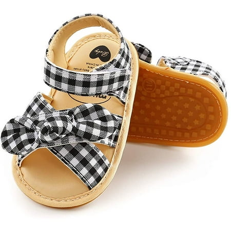 

Infant Baby Girls Summer Sandals with Flower Soft Sole Newborn Toddler First Walker Crib Dress Shoes