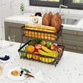 thumbnail image 3 of 2 Tier Fruit Basket for Kitchen with 2 Banana Hangers Detachable Metal Fruit Bowl for Kitchen Counter for Fruit and Vegetable Storage Large Capacity Tiered Fruit Tray, 3 of 9