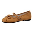 thumbnail image 3 of Bxsruta Women's Flock Mary Jane Flats with Bow and Adjustable Buckle Strap Casual Slip on Shoes, 3 of 8