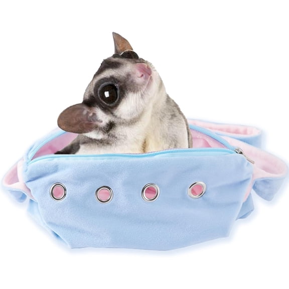 Sugar Glider Bonding Pouch Small Pet Carrier Bag Sling with Strap Critter Cuddler for Gliders Ferret, Rat, Hedgehog, Hamster Outdoor-Blue