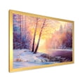 thumbnail image 2 of Bridge Of Meandering River With Winter Scenery II 32 in x 24 in Framed Painting Canvas Art Print, by Designart, 2 of 4