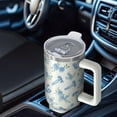thumbnail image 4 of 1pc Blue bow 40oz Tumbler with Straw & Handle - Insulated Stainless Steel Cup | Holiday Gift for Man Women (Christmas, Valentine's, Birthday), 4 of 5