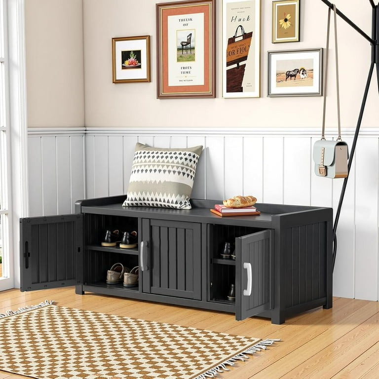 3-Door Shoe Cabinet - Waterproof, UV-Resistant Storage Bench with