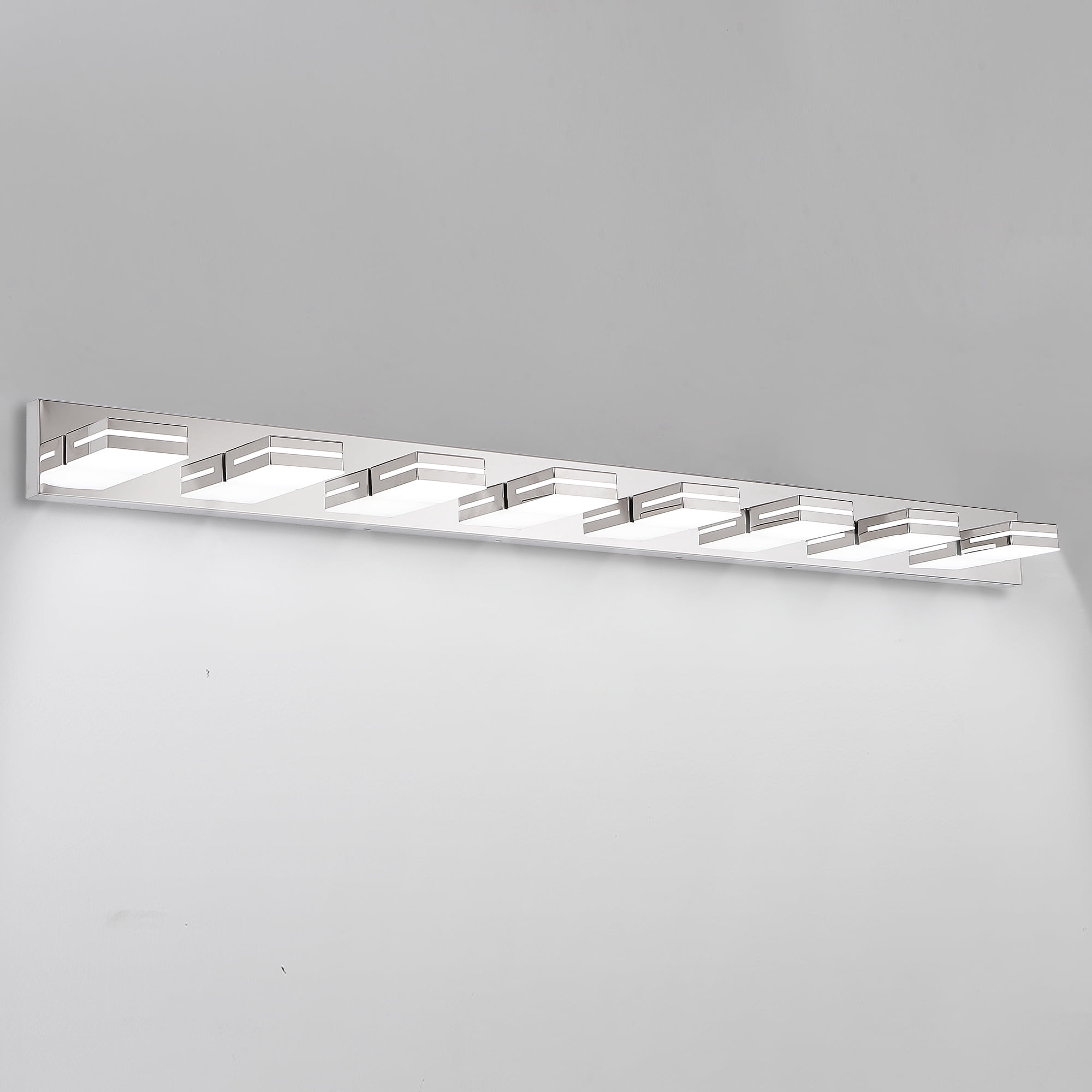 Leumius Modern 8-Light LED Vanity Light, Sleek Minimalist Design, Energy-Efficient, Easy to Install Wall Sconce for Mirror, Bathroom, Bedroom and Hallway Chrome