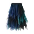 thumbnail image 4 of segolike Tulle Skirts for Women Fairy Skirt Asymmetrical Summer Half Skirt Tutu for Halloween Stage Performance Casual Formal Blue Green, 4 of 8