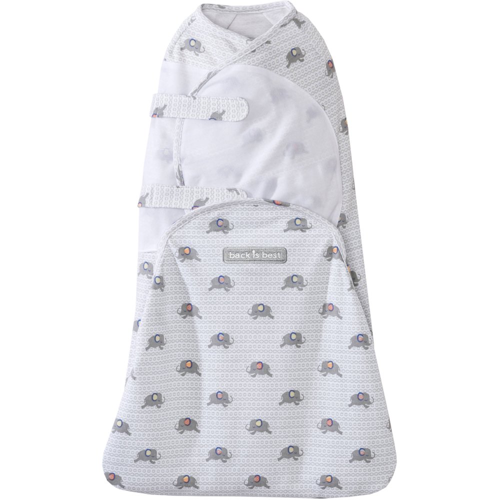 HALO SwaddleSure OnePiece Swaddle, 100 Cotton, Elephant Print, Small