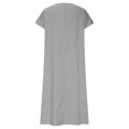 thumbnail image 5 of V Neck Short Sleeve Maxi Dress Casual Loose Fit Flowy Long Dress Sundress with Pockets for Summer Beach Vacation, 5 of 8