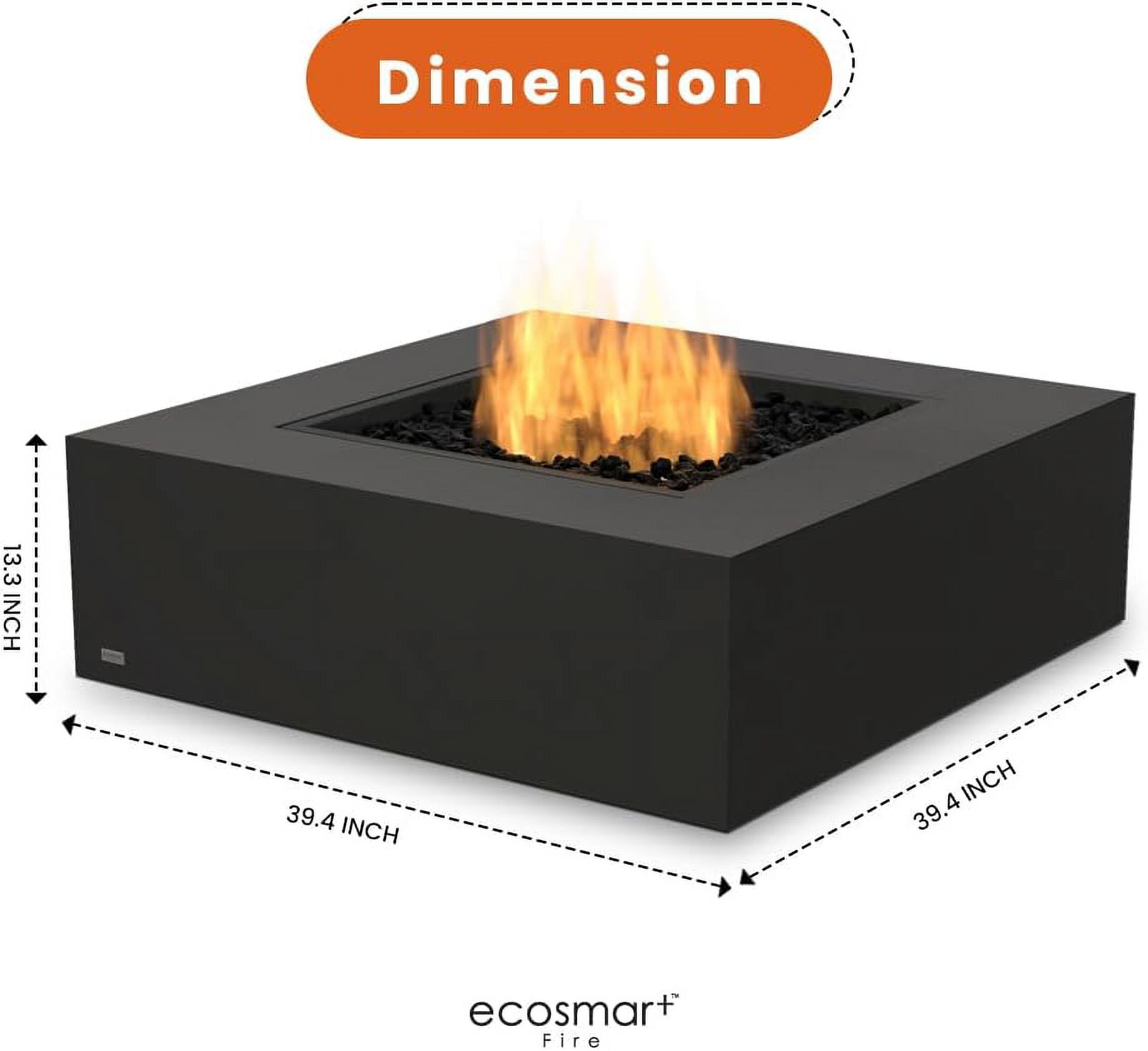 Ecosmart | Base 40 Fire Pit Table | Graphite Color | Stainless Steel Gas Burner | Elegant Curved Design with Versatile Wide Lip | Complements Any Decor and Setting
