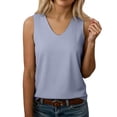 thumbnail image 3 of MSJUHEG Summer Tops Loose Fit Casual Flowy Sleeveless Shirts V Neck Sleeveless Women Halter Top V Neck Sleeveless T Shirts Sleeveless Tops for Women Tops Curved Hem Flowy Gray 5XL, 3 of 9