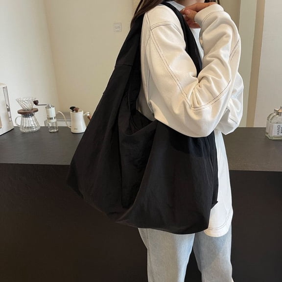 Washed Canvas Wrinkle Hobo Bag, Women's Large Underarm Shoulder Bag, Travel Tote Bag