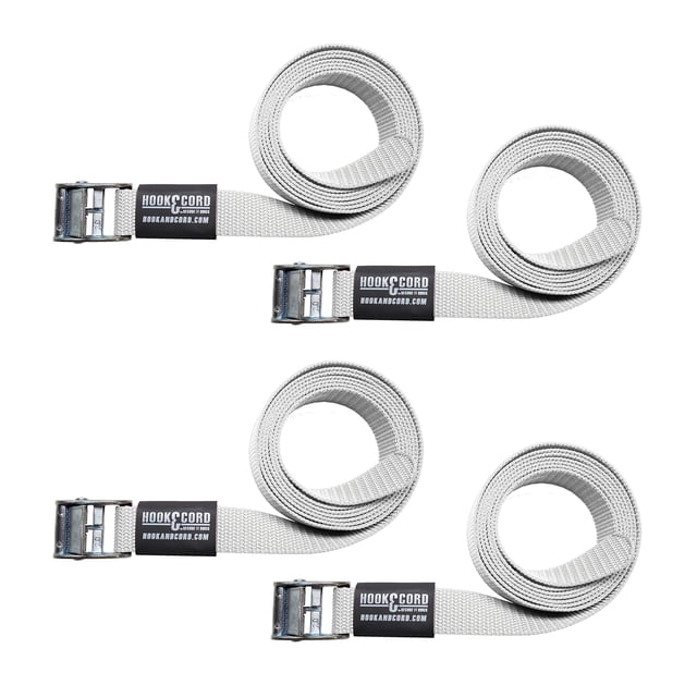 Boucles de Sangles - Sangles d'Arrimage à Serrage, cAM cargo Utilitaires - 1 Sangle Grand Robuste (72 cAM - Lot de 4, Blanc)