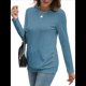 thumbnail image 1 of Camisas de Larga para Mujer, Túnicas, Blusas Holgadas, Elegantes, Cuello Redondo, Suéteres Básicos. Azul XL, 1 of 10