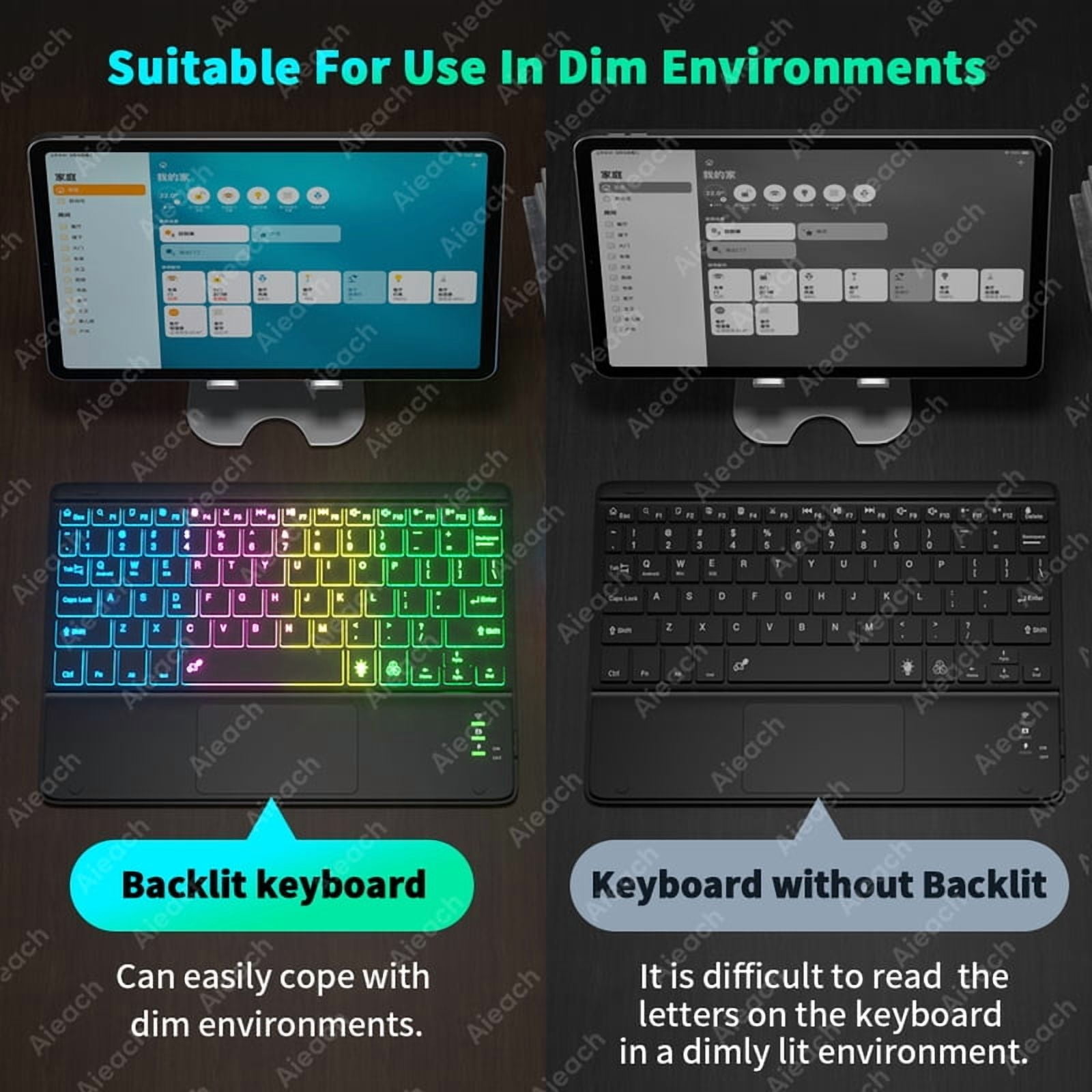 CAOX Bluetooth Wireless Keyboard Backlit with Touchpad Rechargeable 78Keys Portable Travel for iPad iOS/Android/Windows Tablet